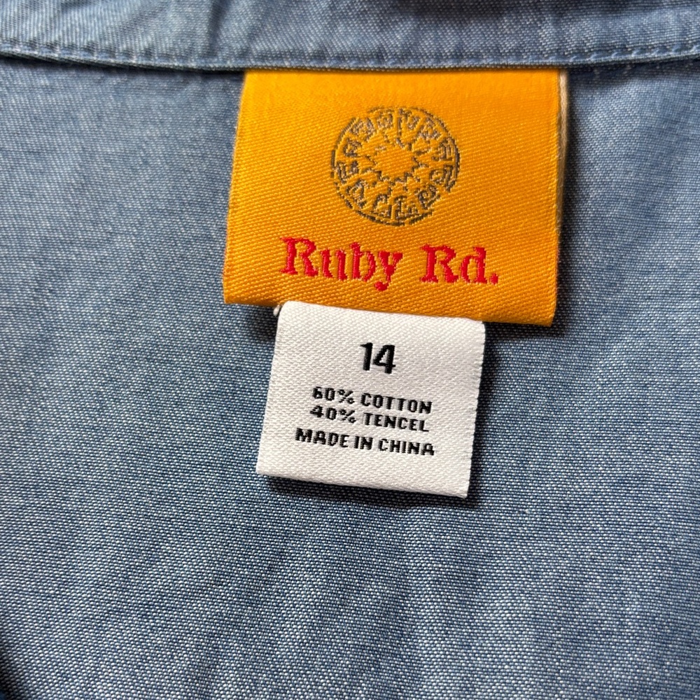 Ruby Rd. Denim Blue Jacket and Pants Ensemble - Picture 10 of 16